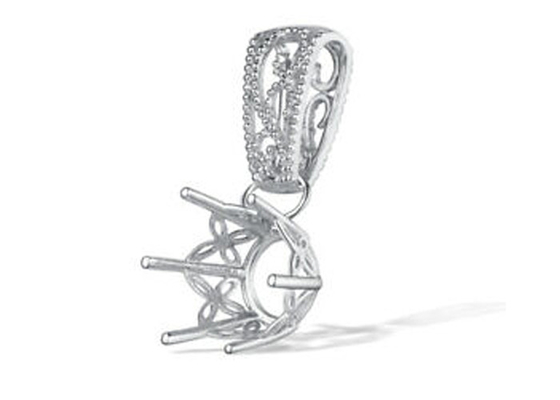 2.3g Semi Mount Pendant Settings , 18k White Gold Diamond Pendant 4pcs 0.1ct