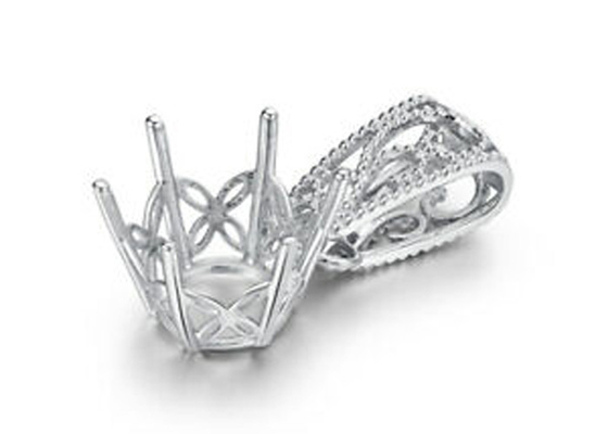 2.3g Semi Mount Pendant Settings , 18k White Gold Diamond Pendant 4pcs 0.1ct