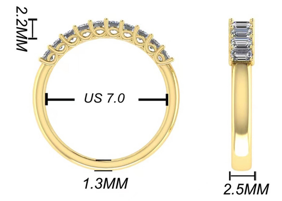 10pcs Diamond 18k Rose Gold Ring 3.0×2.0mm EM Cut for Anniversary