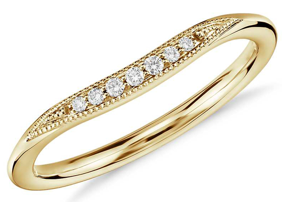 Tiny Dainty 14K Yellow Gold Ring , Diamond Stacking Rings 2mm 1.5mm 1.3mm Size
