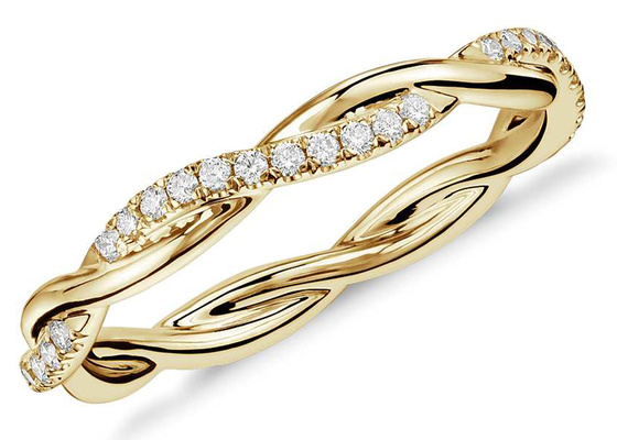 0.44ct Twist Link 14K Yellow Gold Jewelry 3.8mm-4.3mm Band Size Claw Setting Type
