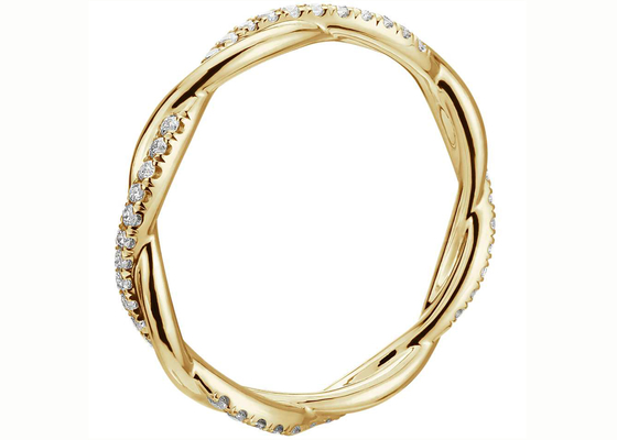 0.44ct Twist Link 14K Yellow Gold Jewelry 3.8mm-4.3mm Band Size Claw Setting Type