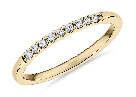 0.44ct Stackable Diamond Rings Yellow Gold 1.8mm Fishtail Setting Type