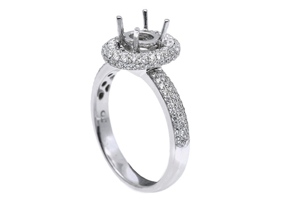 18k White Gold Semi Mount Jewelry ring With 1-1.1mm 0.45ct Natural Diamonds