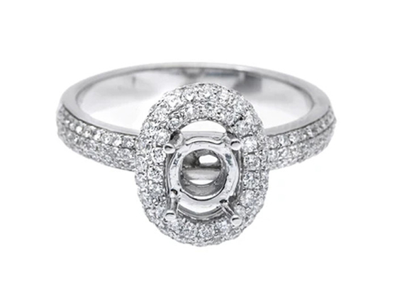 18k White Gold Semi Mount Jewelry ring With 1-1.1mm 0.45ct Natural Diamonds