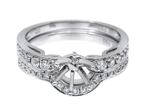 OEM Semi Mount Ring Settings , 0.18ct 1.5mm Natural Diamond Ring