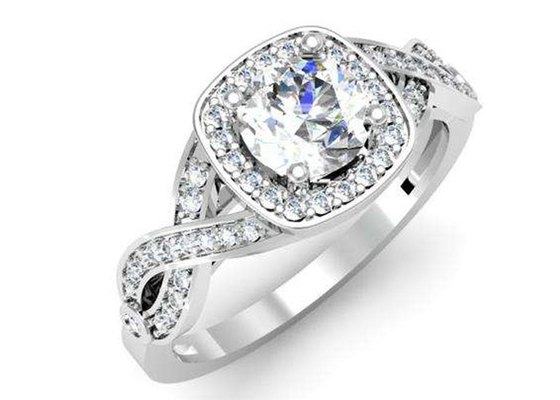 0.38ct 1.3mm 14k White Gold Semi Mount Rings Cushion Cut for Birthday