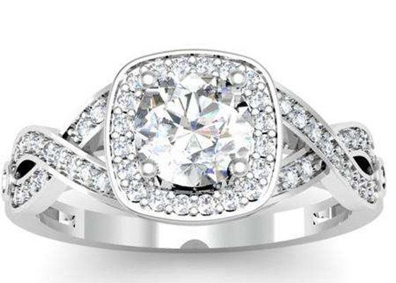 0.38ct 1.3mm 14k White Gold Semi Mount Rings Cushion Cut for Birthday