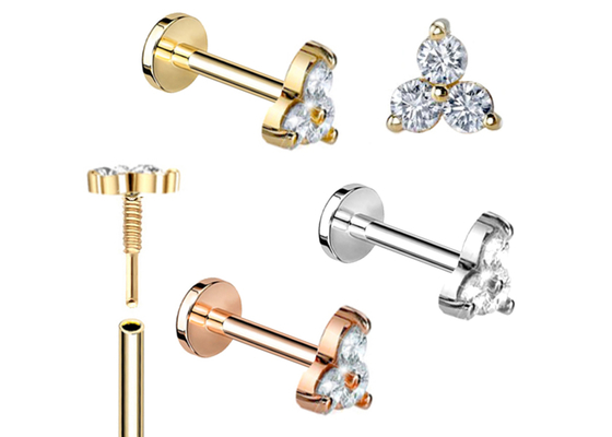 Helix Gold Body Piercing Jewelry Earring Barbell shape 5mm 8mm 10mm Dimension