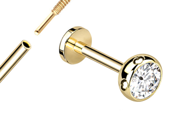 Sterile Gold Body Piercing Jewelry Earrings Screw Style Dia 3×3mm