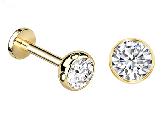 Sterile Gold Body Piercing Jewelry Earrings Screw Style Dia 3×3mm