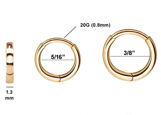 ODM Gold Huggie Hoop Earrings , Classic Round Cartilage Stud Earrings OEM