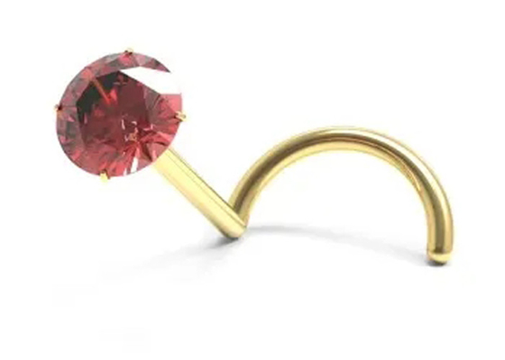 Screw 18K Gold Nose Piercing With  1.5mm-3mm Natural Garnet Stone