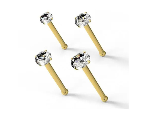 Thickness 0.6mm 18K Gold Nose Piercing with 1.25-3.0mm Diamonds