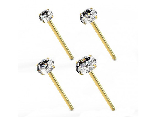 Thickness 0.6mm 18K Gold Nose Piercing with 1.25-3.0mm Diamonds