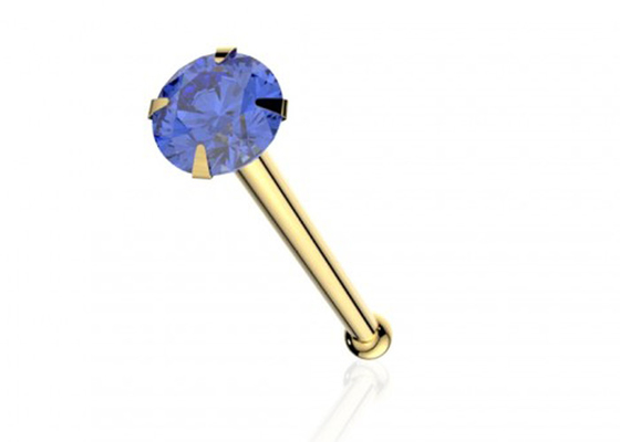 1.25-3.0mm 18K Gold Nose Piercing OEM ODM With Natural Stone