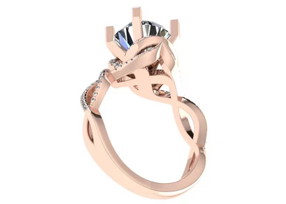 ODM 18K Rose Gold Ring 9mm Brilliant Round Cut For Wedding Gift