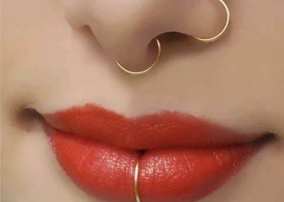 L Shaped 18k Gold Nose Ring , Nose Ring With Ball On End 1.5-2.0mm size