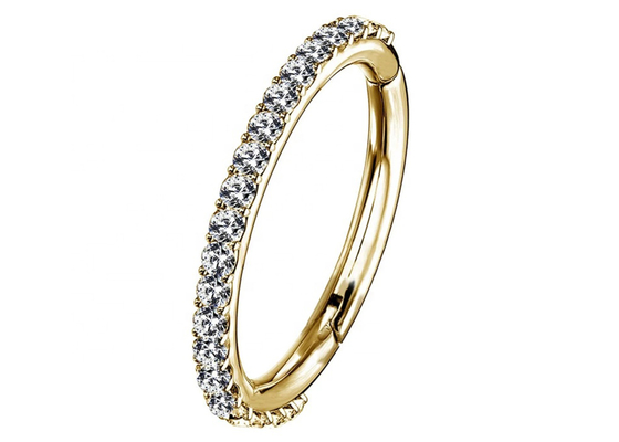 Hinged Septum 14k Gold Clicker Claw Setting Type With 1.3mm Diamond