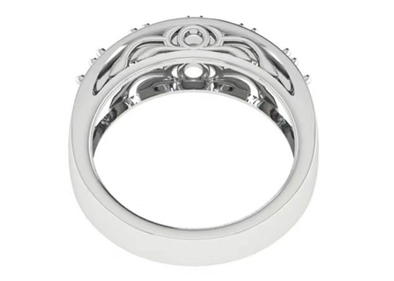 Round Cut White Gold Engagement Rings , 6pcs 4.1mm VS1 Real Diamond Wedding Rings
