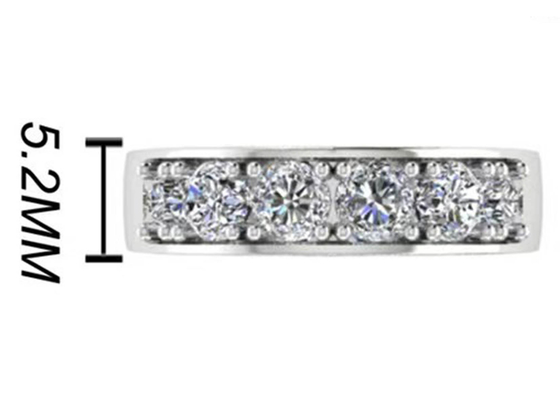 Round Cut White Gold Engagement Rings , 6pcs 4.1mm VS1 Real Diamond Wedding Rings