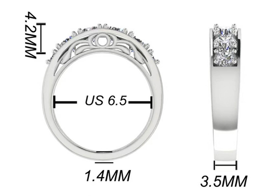 Round Cut White Gold Engagement Rings , 6pcs 4.1mm VS1 Real Diamond Wedding Rings