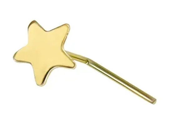 3mm Plain Star 18K Gold Nose Piercing L Shape 0.6mm Thickness
