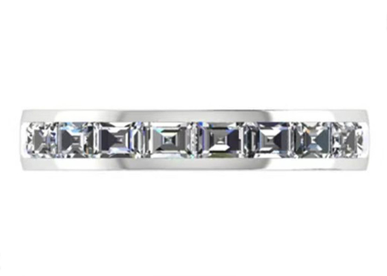 EM Cut Round White Gold Engagement Rings , 18k White Gold And Diamond Ring 3.0×2.3mm