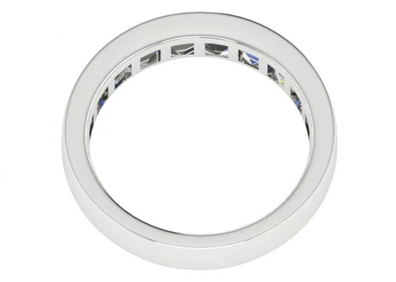 EM Cut Round White Gold Engagement Rings , 18k White Gold And Diamond Ring 3.0×2.3mm