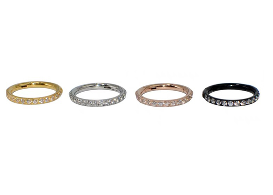 Hinged Segment 14K Gold Clicker Hoop shape with 16G Pave Diamond