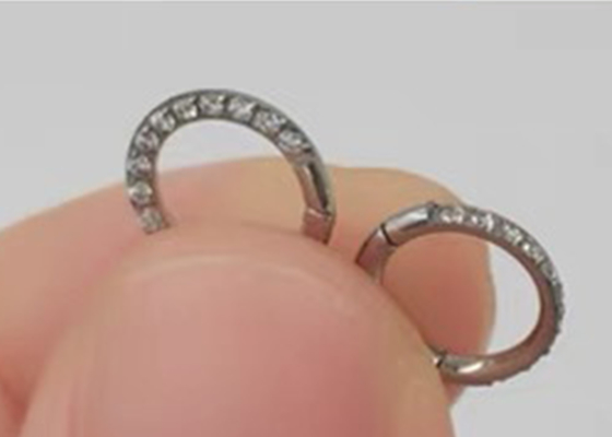 Hinged Segment 14K Gold Clicker Hoop shape with 16G Pave Diamond