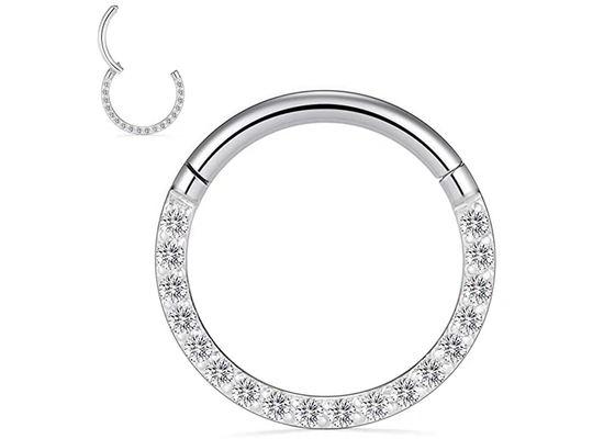 Diamond 14k Gold Hinged Segment Ring Piercing for Wedding Gift