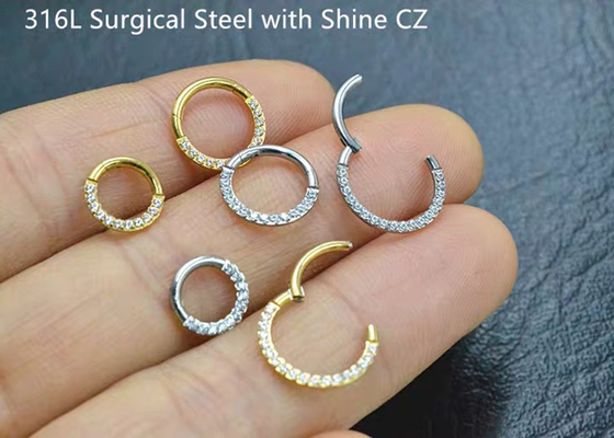 Diamond 14k Gold Hinged Segment Ring Piercing for Wedding Gift