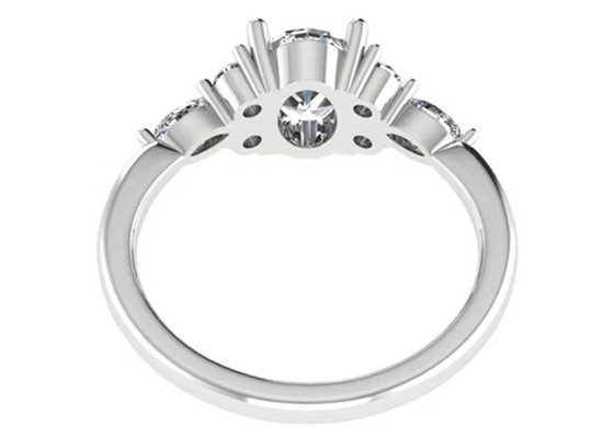 OEM Oval Diamond Engagement Ring , Round White Gold Ring 7.19x5.15x3.17mm size