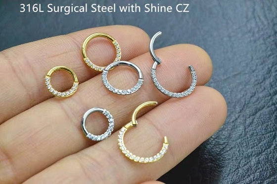 14G 16G 14k Gold Clicker Piercing For Nose Septum 6mm 10mm Size