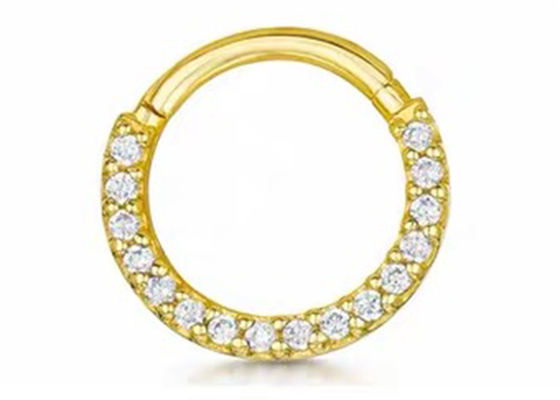 14G 16G 14k Gold Clicker Piercing For Nose Septum 6mm 10mm Size