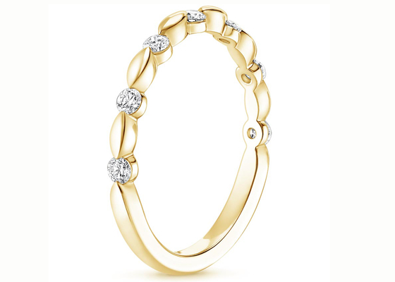 Tiniest Diamond 14K Yellow Gold Ring 2mm 7pcs Stone Size 0.18ct