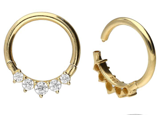 Surgical Hinged 14K Gold Clicker 5 Outer Claw Set Type Hypoallergenic
