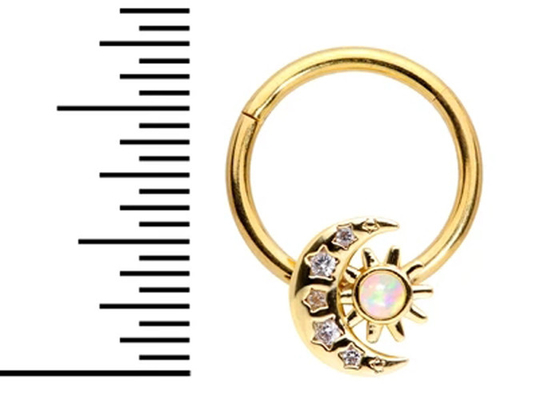 Solid 18K Gold Nose Piercing Moon Sun Shape With 0.06ct SI2 Natural Diamonds ODM