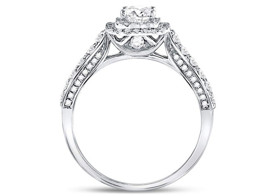 3.65g 14K Solid Gold Jewellery , 0.8ct Square Women'S White Gold Diamond Rings