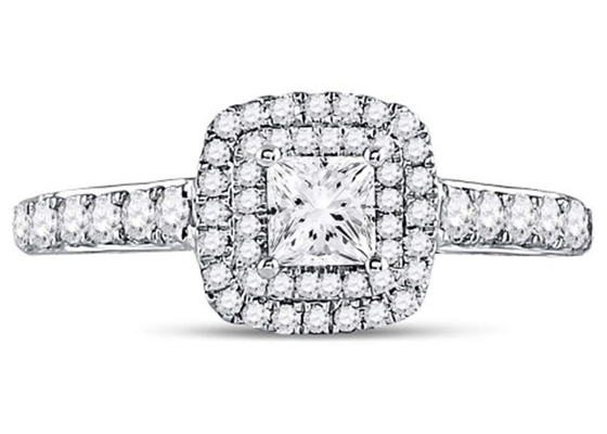 3.65g 14K Solid Gold Jewellery , 0.8ct Square Women'S White Gold Diamond Rings