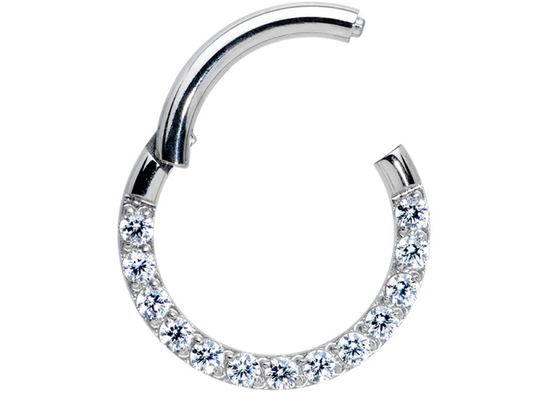 0.1ct Diamonds Tragus Piercing Ring , White Gold Nose Ring Inner Dia 8-15mm