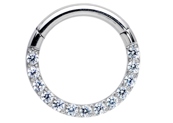 0.1ct Diamonds Tragus Piercing Ring , White Gold Nose Ring Inner Dia 8-15mm