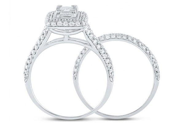 14K Yellow Gold Square Cut Promise Rings 0.8ct Three Stone