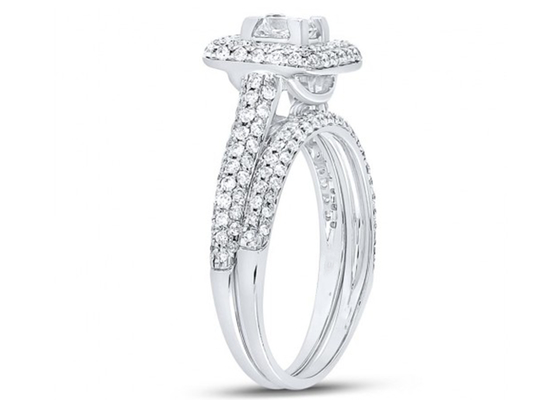14K Yellow Gold Square Cut Promise Rings 0.8ct Three Stone