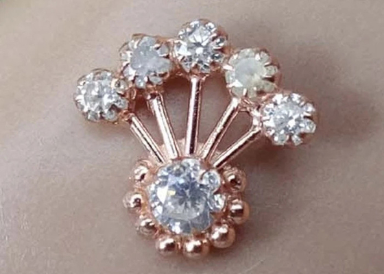 18K Rose Gold Nose Ring With Diamond 0.05ct for Daily Wear OEM ODM