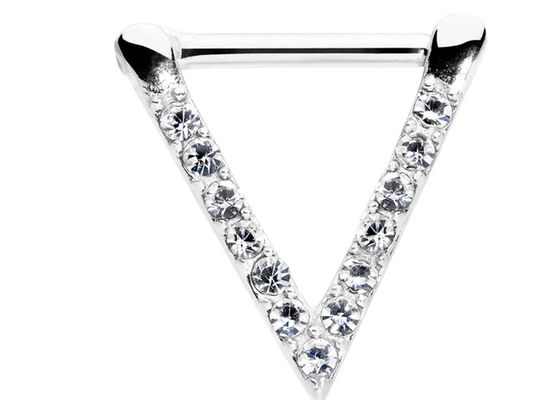 OEM Triangle White Gold Septum Ring with 0.1ct 1.3mm Diamonds