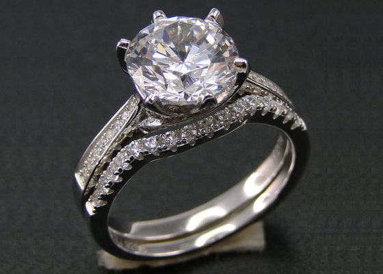 1PCS Round Brilliant Cut Diamond Ring 1.25CT , 18k White Gold Ring Set For Women