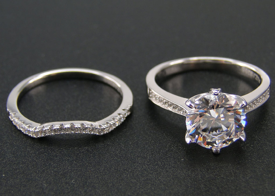 1PCS Round Brilliant Cut Diamond Ring 1.25CT , 18k White Gold Ring Set For Women
