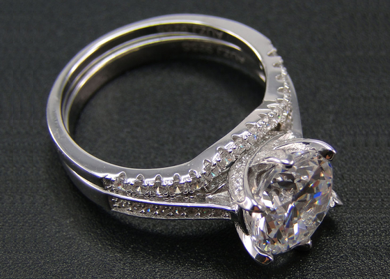1PCS Round Brilliant Cut Diamond Ring 1.25CT , 18k White Gold Ring Set For Women